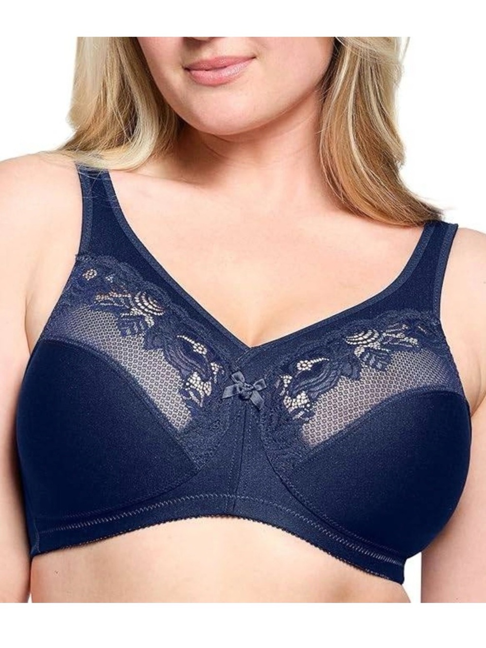 Glamorise 1003 Women's Full Figure Wirefree Minimizer Support Bra NWOT 42F Blue